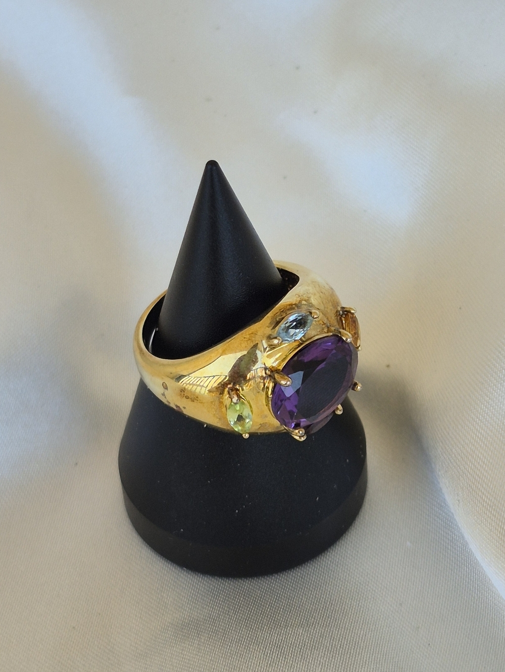 GP 925 Sterling Multi-Gemstones Statement Ring Sz8 GORGEOUS COLORS